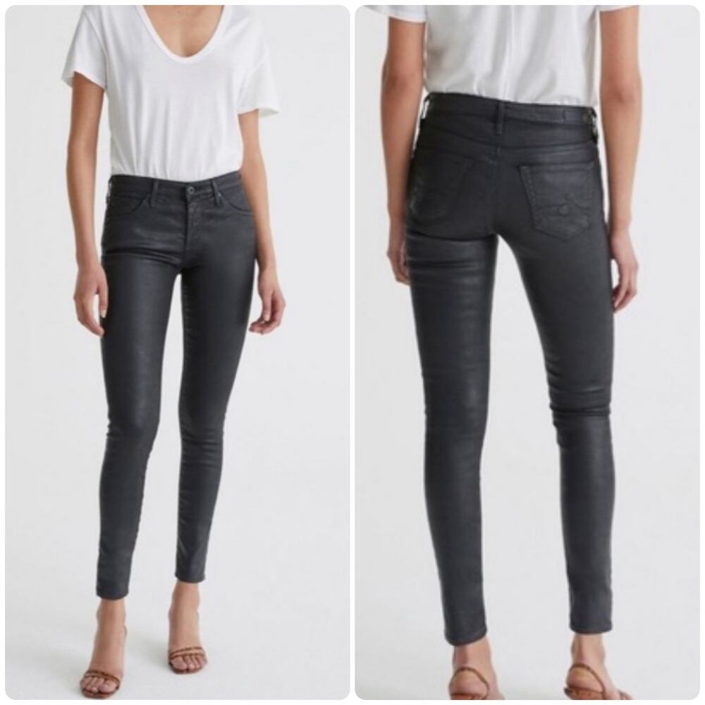 AG ADRIANO GOLDSCHMIED Black Coated The Absolute Legging Extreme Skinny Jean